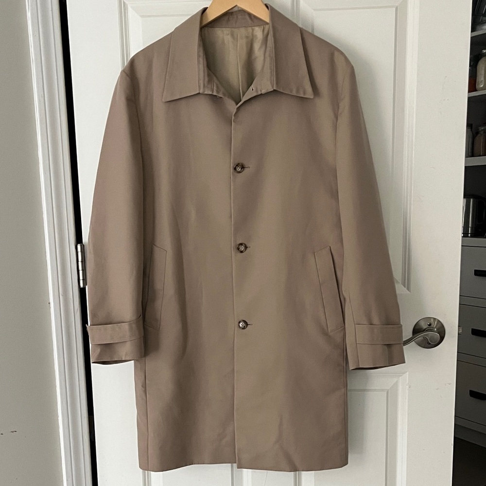 Custom Italian Classic Tan Lightweight Short Trench Coat medium
